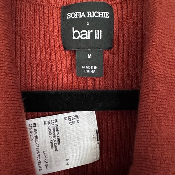 NWT BAR III | Sofia Richie Ribbed Sweater Jumpsuit Rust M - Picture 3 of 4